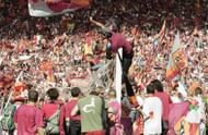 AS Roma fans celebrate the Scudetto win in 2001